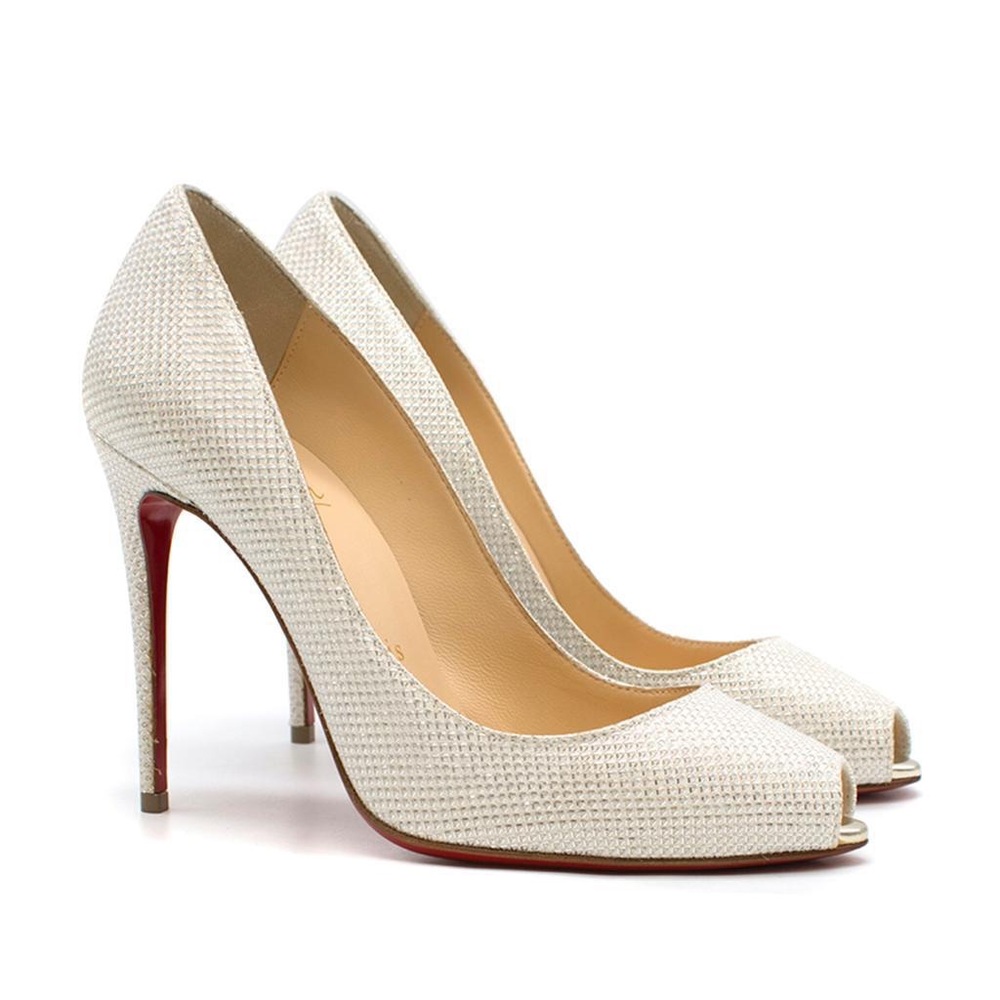 SIZE 34 Christian Louboutin Tiber 100mm lame pumps